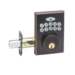 Fashion Electronic Push Button Deadbolt In Tuscan Bronze