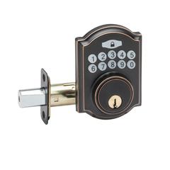 Heritage Electronic Push Button Deadbolt In Tuscan Bronze